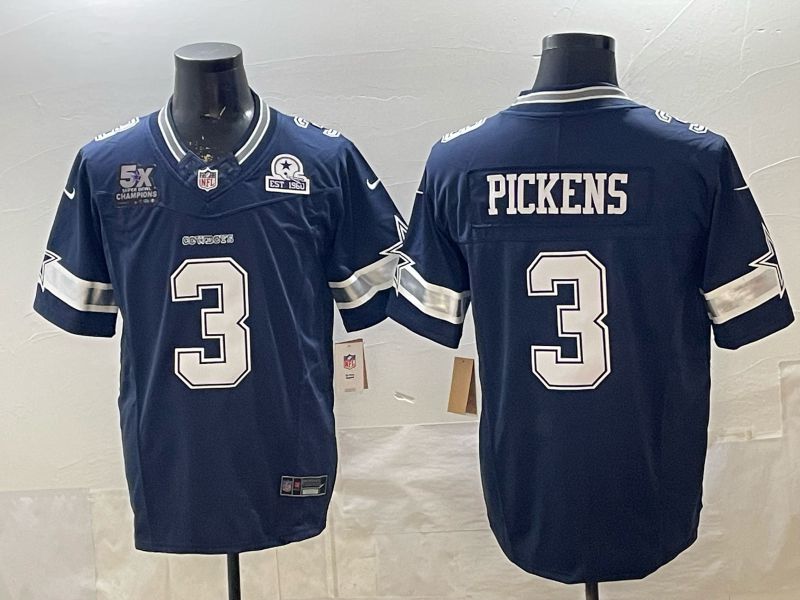 Men 2026 Dallas Cowboys #3 Pickens blue Limited Nike NFL Jersey style 04->dallas cowboys->NFL Jersey